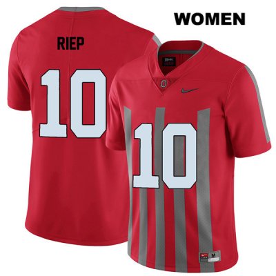 Women's NCAA Ohio State Buckeyes Amir Riep #10 College Stitched Elite Authentic Nike Red Football Jersey FE20M67WU